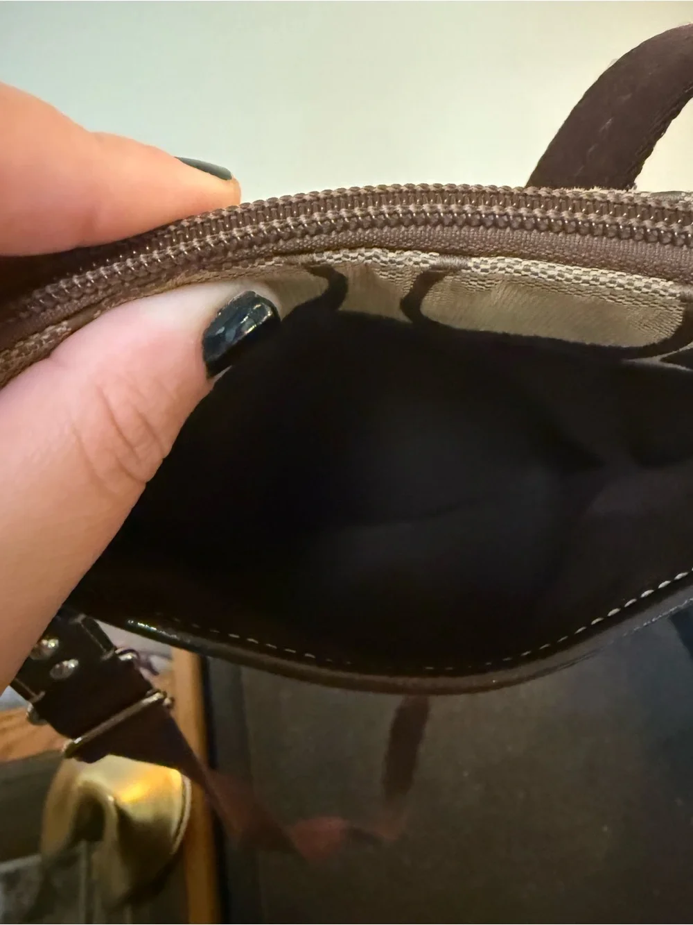 Coach Brown Signature Pattern Messenger Crossbody